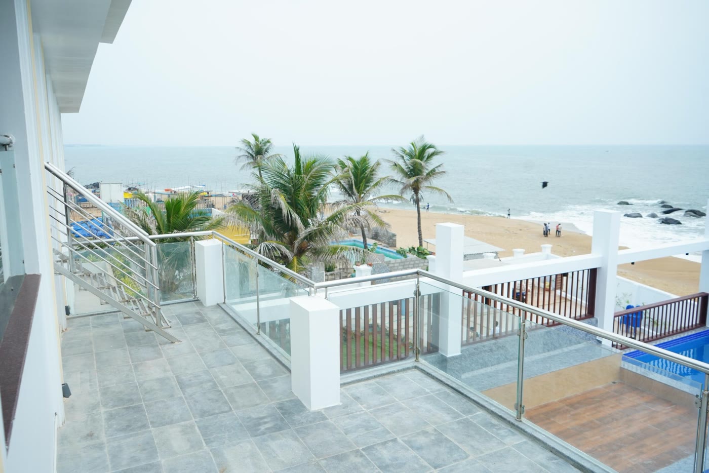 Ocean view from a guest balcony at Samudra Beach Resorts, Kovalam