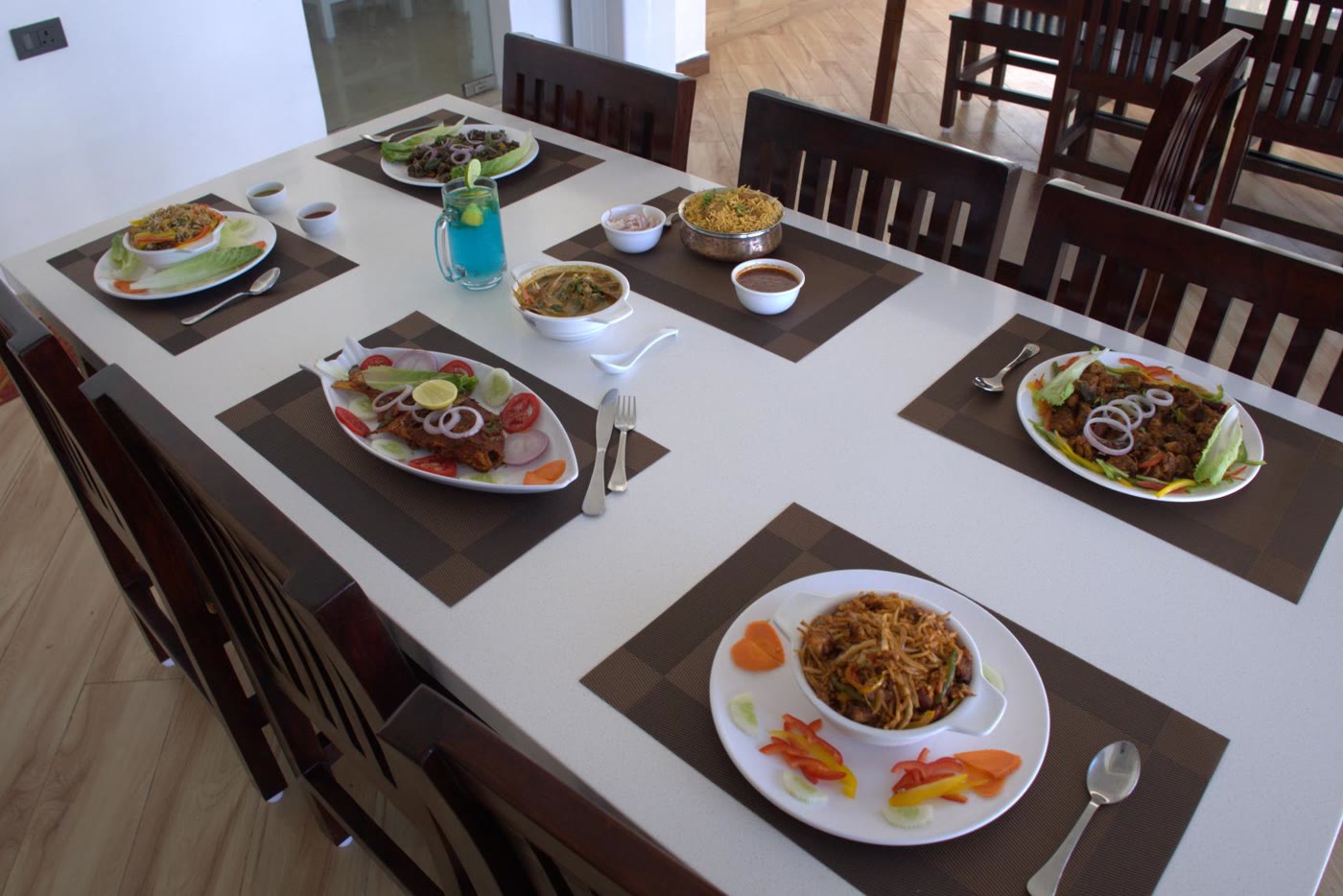 In-house dining spread at Samudra Beach Resorts