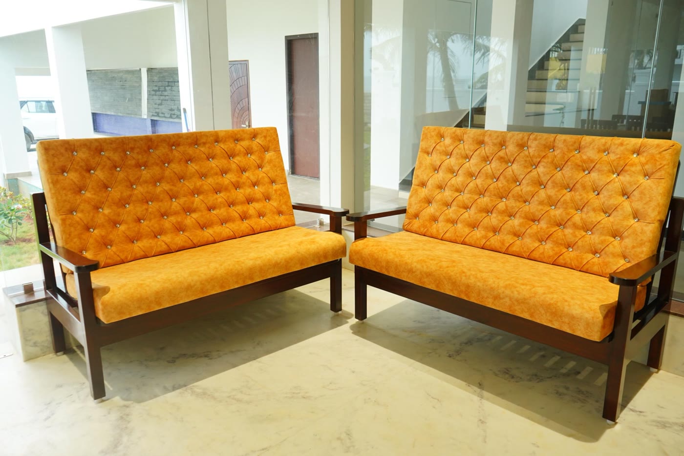 Lounge seating area at Samudra Beach Resorts